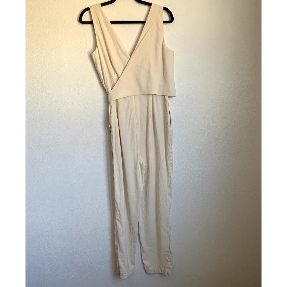 1.‎ State Sleeveless V-neck Side Tie Jumpsuit in Cream - Picture 4 of 8